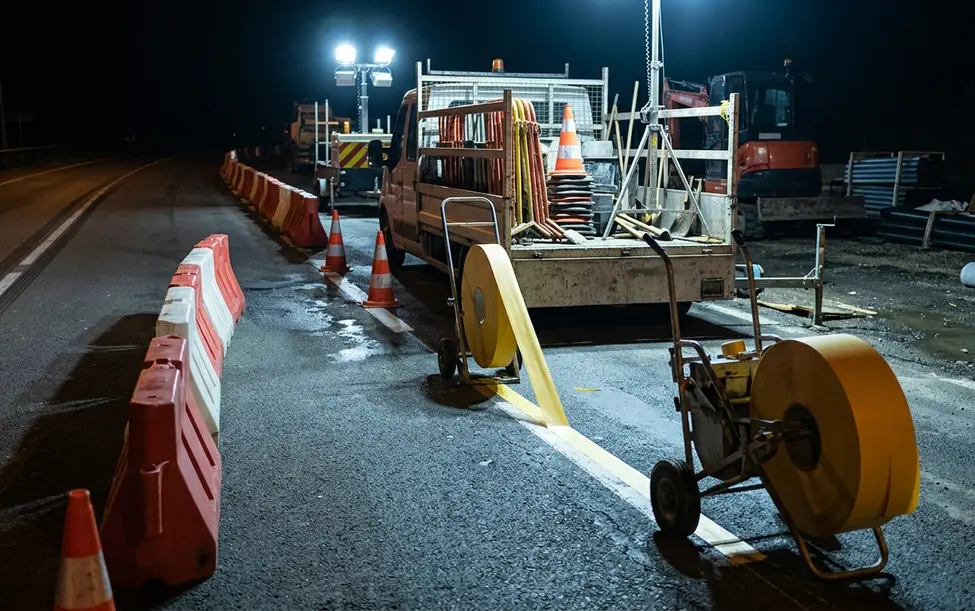 Image d'un chantier de nuit