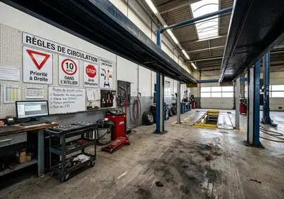 Une scène de circulation illustre les règles de priorité et de sécurité routière